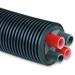 Fernwärmeleitung Wärmepumpenrohr kombiniert, 2 Heizungsrohre und 2 Leerrohre (Ausführung: Ø145 mm. 2x 40x3.7 mm)