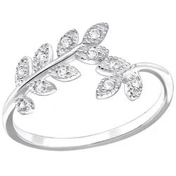 Order & Smile Schmuck Silberring 925 Silber Ring Zweig Olivenblatt offen silberfarben