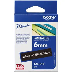 Original Brother TZE-315 Schriftband 6mm/8m Weiss auf Schwarz