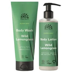 Urtekram Duschgel und Body Lotion Set Lemongrass für normale bis trockene Haut 2x200 ml