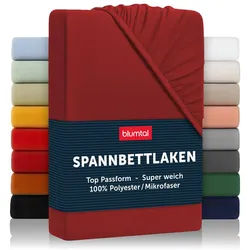 Blumtal Spannbettlaken 180/200/30 cm Weinrot , Textil , 180x200 cm , Oeko-Tex® Standard 100 , Heimtextilien, Bettwäsche & Leintücher, Leintücher, Bettlaken