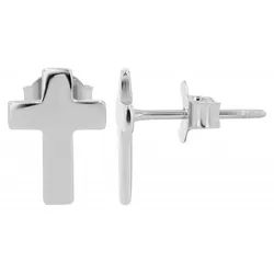 Adelia ́s Paar Ohrhänger Damen Ohrstecker aus 925 Sterling Silber mit Kreuz silberfarben