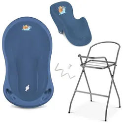 Babykajo Babybadewanne, (Set, 4-tlg), Baby Wanne mit Ständer, Wannensitz, Schlau - TÜV Rheinland geprüft blau