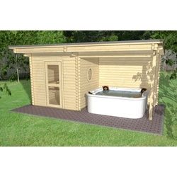 Finn Art Blockhaus Saunahaus Trontheim 2 Plus, 45 mm, Outdoor Gartensauna, ohne Ofen beige