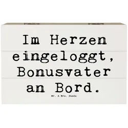 Mr. & Mrs. Panda Dekokiste 19 x 12 cm Spruch Bonusvater Herz - Weiß - Geschenk, Erinnerungsbox, (1 St) weiß
