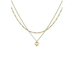 Elli Ketten-Set Layer Herz Figaro 2-lagig 925 Silber, Herz goldfarben