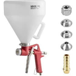 VEVOR Lackierpistole, 4,5 L Spritzpistole, professionelles Trockenbau-Struktur-Farbsprüh-Set, Farbspritzgerät mit 3 Düsen (3,5 mm, 6 mm, 8 mm) für Popcorn-, Knockdown- und Orangenhaut-Texturen