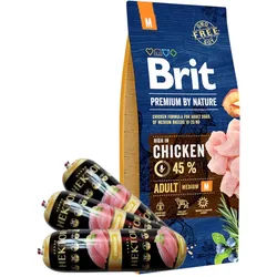 BRIT Premium By Nature Adult M 15kg + Hektor mit Geflügel 3x900g