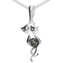 OSTSEE-SCHMUCK Kette mit Anhänger Ostsee-Schmuck Kette mit Anhänger Katze Kette mit Anhänger Katze (2-tlg) silberfarben 45 cm