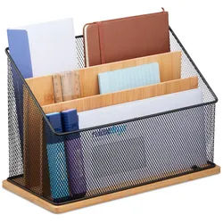 Relaxdays Dokumentenhalter , Multicolor , Holz, Metall , 29x20x14 cm , Büromöbel, Büroregale, Aktenregale