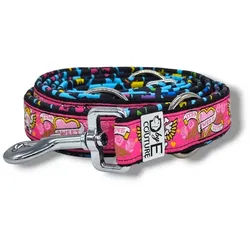 D by E Couture Hundeleine "Sweet Crazy Life I", gepolstert, 3-fach verstellbar, 30mm breit, Handmade 300cm
