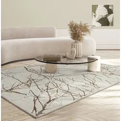 Teppich THE CARPET "Mila", beige (creme), B:80cm H:8mm L:300cm, Polyester, Teppiche, Teppich, moderner Wohnzimmer Teppich elegant glänzender Flor
