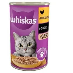 WHISKAS Nasses Katzenfutter für Erwachsene mit Hühnchen in Sauce 24x400g