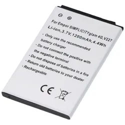 Akku passend für Emporia SIMPLICITYglam 4G V227 Li-ion 3,7V 1200mAh 4,4Wh, 54x42x5mm