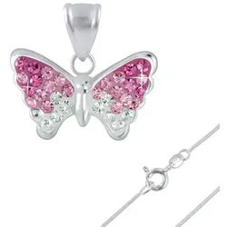 Order & Smile Schmuck Schmetterlingsanhänger Schmetterling Kette Silber 925: Mädchen & Damen Kristall Schmuck (Set, inkl. Kette), gestempelt silberfarben