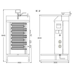 Gril électrique kebab/gyros Potis E2 - cuve de graisse octogonale