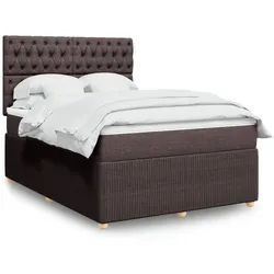vidaXL Boxspringbett, Boxspringbett mit Matratze Dunkelbraun 140x190 cm Stoff