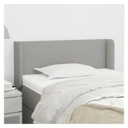 vidaXL Bett, Kopfteil mit Ohren Hellgrau 93x16x78/88 cm Stoff