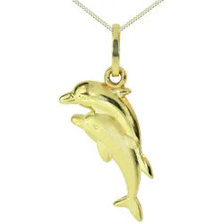 OSTSEE-SCHMUCK Kette mit Anhänger Ostsee-Schmuck Kette mit Anhänger Delphinpaar (2-tlg) goldfarben 45 cm