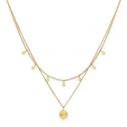 Elli Ketten-Set Layer Plättchen Disc Sonne 925 Silber, Plättchen goldfarben