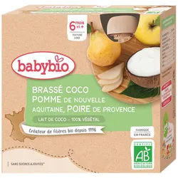 Babybio Brassé Lait DE Coco Pomme DE Nouvelle-Aquitaine Poire DE Provence dès 6 mois