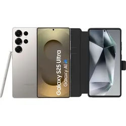 Samsung Galaxy S25 Ultra 256GB Grau 5G + BlueBuilt Book Case Schwarz