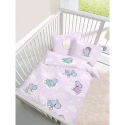 Baby Wende Bettwäsche Hippo Nilpferd 100x135 + 40x60 cm