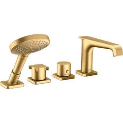 hansgrohe AXOR Citterio E 4-Loch Wannenrandarmatur mit Thermostat, 36411950, Farbe: Brushed Brass