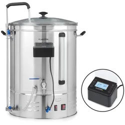 Klarstein Brauheld Pro Maischekessel 3300W 70L 30-100°C Umwälzpumpe EdelstahlSilber-Metallic