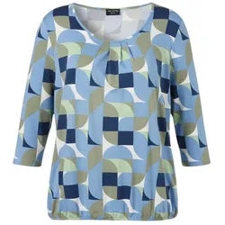 VIA APPIA Blusentop T-Shirt Rundhals 3/4 Arm Druck blau 44