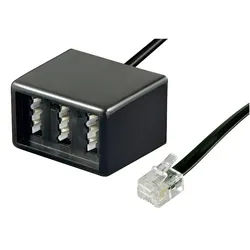 Goobay TAE Telefon Adapter Stecker - 3x TAE N/F/F- Buchse > RJ11/RJ14-Stecker (6P4C)