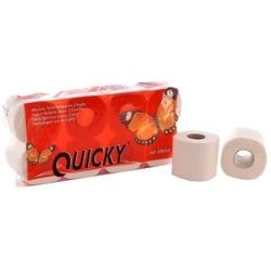 Quicky Toilettenpapier, 3-lagig, Hochweißes Klopapier mit Margeritenprägung, 1 Packung = 8 Rollen à 250 Blatt