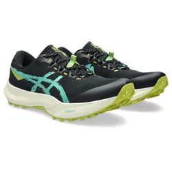Trailrunningschuh ASICS "FUJI LITE 6", Herren, Gr. 43,5, schwarz (schwarz, aurora grün), Textil, Schuhe, leichter Trailrunningschuhe