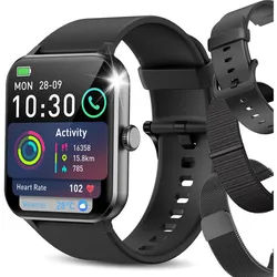 blackview Smartwatch Damen Herren mit 7 Tagen Akkulaufzeit,3 Armbänder, 1,85" HD Smartwatch Set, 1-tlg., 3× Armbänder (Silikon + Metall + Geflochten) und Ladekabel, 350mAh,KI-Sprachassistent, HR,SpO2,Schlaf,100+Sportmodi,Schritten,IP68