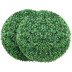 VEVOR 2x Buchsbaumkugel Künstlich Ø40,6cm Garten Deko Buchsbaum Kugel künstlich Buchskugel Kunstpflanze aus PE, Holz, PP inkl. 4 Stk. Dekorative Schmetterlinge und 10 Stk. Ersatzblätter