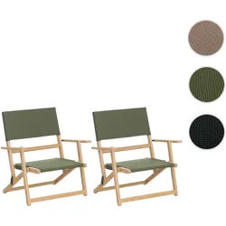 2er-Set Bambus Campingstuhl HWC-Q42, Gartenstuhl Balkonstuhl Freizeitstuhl klappbar Outdoor Stoff/Textil ~ grün