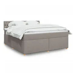 vidaXL Boxspringbett, Boxspringbett mit Matratze Taupe 180x200 cm Stoff