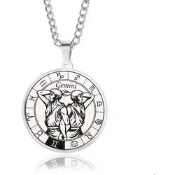 KARMA Kette mit Anhänger Halskette Edelstahl Sternzeichen Anhänger Silber modern (wasserfest - antiallergisch, Astrologie Kette Damen Herren Sternzeichenkette Silberfarben), Unisex Damenhalskette Herrenhalskette Edelstahlkette silberfarben