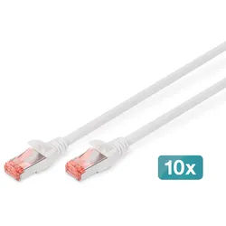 Digitus CAT 6 S-FTP Patchkabel, Cu, LSZH AWG 27/7, Länge 0,25 m, 10 Stück, Weiß