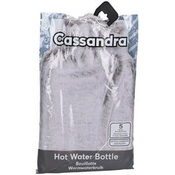Cassandra Wärmflasche mit Kunstpelzhülle Hellgrau 1,8L