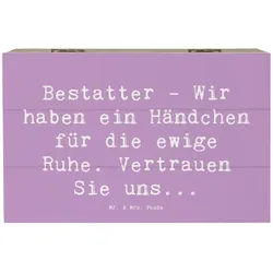 Mr. & Mrs. Panda Dekokiste 19 x 12 cm Spruch Bestatter - Wir haben ein Händchen für die ewige Ru (1 St) lila