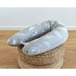 Loolay Seitenschläferkissen FEDER Grau Baumwolle/ MINKY Schwangerschaftskissen Kissen, WEICH oder EPS Kügelchen Füllung; 170 oder 190 cm SIZE-Standard, Stillkissen + Kissenbezug abnehmbar mit Reißverschluss!, LOOLAY® 100% Europäische Stoffe und Kleinserien-Nähen! TOP Geschenk! 170 cm