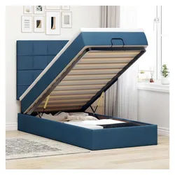 vidaXL Bett, Ottoman-Bett mit Matratze Blau 90x200 cm Stoff
