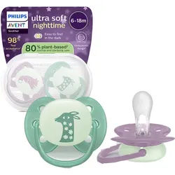Philips Avent Schnuller +6m Soft Night Fuchsia/Grün 2 Stück
