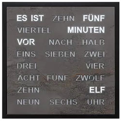 FILIUS zeitdesign Wanduhr Wortuhr als Tisch- Wanduhr Serie 0402 40x40x4,5 cm Made in Germany (220 Volt Stromanschluß)