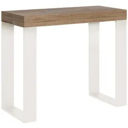 Itamoby Ausziehbare Konsole 90x40/300 cm Tecno Quercia Natura mit weißem Rahmen