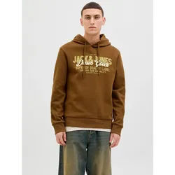 Jack & Jones Kapuzensweatshirt JJELOGO SWEAT HOOD 2 COL 25/26 NOOS mit stylischem Print braun XL (54/56)