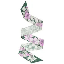 MayTree Seidentuch Seidenbandeau Twillseide beidseitig, Sommerblüte 7 x 116 cm, (Stück), Seidentuch, 100% Twillseide grün