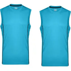 James & Nicholson Sporttop Doppelpack Herren Sporttop mit modischen reflektierenden Details JN423 (Spar-Set, 2er-Pack) Feuchtigkeitsregulierend, atmungsaktiv und schnell trocknend blau XL