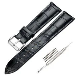 Sunicol Uhrenarmband Watch Strap,Genuine Leather, 16 - 24mm,Stainless Steel Pin Clasp, Replacement Straps for Tissot, Longines, IWC, Rolex Watch schwarz 24mm